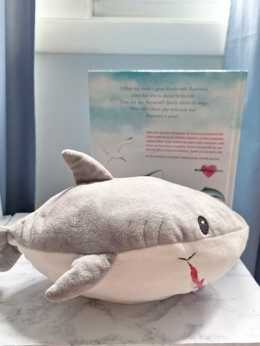 Gilbert The Great Plush Shark Toy And Storybook,Gray and Cream Soft Stuffed Fish